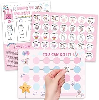 Unicorn Potty Training Chart for Toddler Girls - Potty Training Sticker Chart for Girls Potty with Sticker, Sticker Chart for Kids Potty Training Reward Chart, Kids Reward Chart