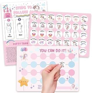 Unicorn Potty Training Chart for Toddler Girls - Potty Training Sticker Chart for Girls Potty with Sticker, Sticker Chart for Kids Potty Training Reward Chart, Kids Reward Chart