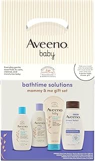 Aveeno Baby Bathtime Solutions Mommy & Me Gift Set, 4 Items | Baby Wash & Shampoo, Calming Bath, Baby Lotion, Stress Relief Body Wash for Mom, Baby Bath Essentials with Colloidal Oat
