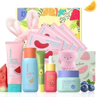 QUIYUM Early Anti-Aging Skincare Set, for Light Mature Skin, 6-Piece | Natural Fruit Kit with Peptide, Vitamin C & Ceramide - Reduces Fine Lines & Dull Skin, Gifts for Young Women