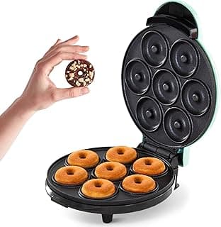 Dash Express Mini Donut Maker, 7 Donuts, Aqua | Electric Doughnut Machine for Kids & Families, Nonstick, No Deep Frying, Homemade Breakfast, Snacks, Party Treats & Gifts
