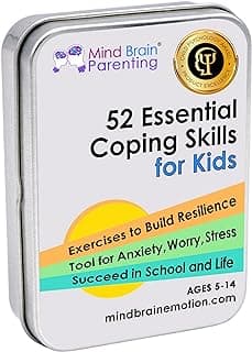 Mind Brain Emotion 52 Essential Coping Skills for Kids + Free Online Learning Library: CBT Calm Down Cards for Anxiety, Anger & Big Feelings - Emotional Regulation SEL Therapy Game, Ages 5-14