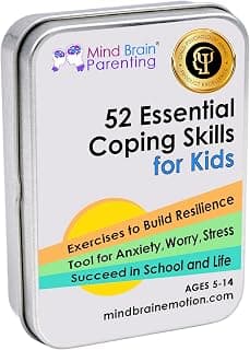 Mind Brain Emotion 52 Essential Coping Skills for Kids + Free Online Learning Library: CBT Calm Down Cards for Anxiety, Anger & Big Feelings - Emotional Regulation SEL Therapy Game, Ages 5-14