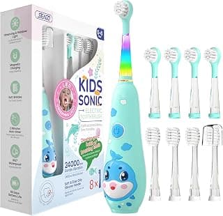 Magnetic Charging, LED Observing Light, Soft Bristles, 8 Replacement Heads & Soft Silicone Handle, 2-Min Timer