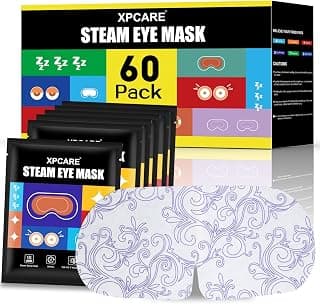 XPCARE 60 Pack Steam Eye Masks for Dry Eyes, SPA Warm Sleep Eye Mask, Disposable Heated Eye Mask for Dark Circles, Puffy Eyes, Relief Stress Eye Fatigue(Unscented)