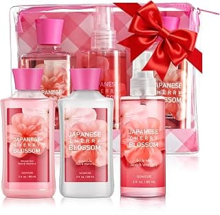 Bath Gift for Women and Girls, Japanese Cherry Blossom Spa Set With Natural Extracts, 3PCS Set - Shower Gel, Lotion, Mist, Personal Self Care Kit, Body Care Travel Set