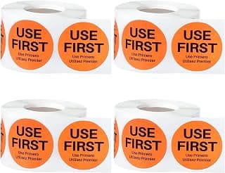 Epakh Use First Stickers 1.5",Orange | Food Rotation Labels for Restaurant, Permanent Adhesive, FIFO Inventory Control, Use First Circle Dot Sticker Rolls