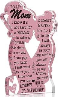Mom Gifts from Daughter Christmas Gift for Mom, Mom Birthday Ideas Gift Cool Mother's Day Gifts from Daughter Best Mom Ever Gifts New Mom Single Mom Christmas 2024 Acrylic Plaque Sign 5x3in