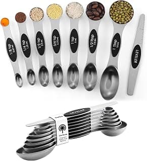 Stackable Metal Teaspoon & Tablespoon, with Leveler for Dry & Liquid Ingredients, Nesting, Dishwasher Safe, Practical Kitchen