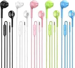 Hidden Gem Find: Earbuds Headphones with Microphone Pack of 5, Noise Isolating Wired Earbuds, Earphones with Powerful Heavy Bass Stereo, Compatible with Android, Phone, Laptops, MP3 and Other Interfaces (3.5mm)
