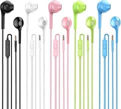Earbuds Headphones with Microphone Pack of 5, Noise Isolating Wired Earbuds, Earphones with Powerful Heavy Bass Stereo, Compatible with Android, Phone, Laptops, MP3 and Other Interfaces (3.5mm)