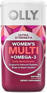 OLLY Ultra Strength Women's Multi Softgels, Overall Health and Immune Support, Omega-3s, Iron, Vitamins A, D, C, E, B12, Daily Multivitamin, 30 Day Supply - 60 Count