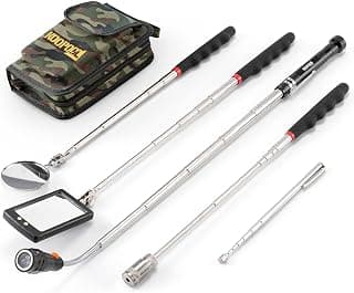 Telescoping Magnetic Pickup Tool Set, Inspection Mirror Telescoping, LED Flashlight, Cool Gadgets for Men, Stocking Stuffers, Gifts for Dad, Husband, Kids, Boyfriend, Magnet Stick (Camo)