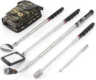 Telescoping Magnetic Pickup Tool Set, Inspection Mirror Telescoping, LED Flashlight, Cool Gadgets for Men, Stocking Stuffers, Gifts for Dad, Husband, Kids, Boyfriend, Magnet Stick (Camo)