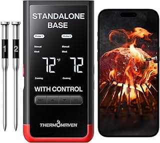 ThermoMaven Smart Bluetooth Wireless Meat Thermometer: Standalone Base, WiFi Unlimited Range, 6 Sensors with NIST Certified Accuracy, 2 Probes for Kitchen, BBQ, Grill, Oven, Smoker, Rotisserie