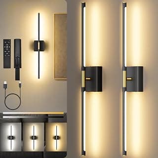 3CCT, Renter Friendly, Rechargeable, Remote, 360° Rotate, Dimmable, Cordless Wall Lights for Bedroom Living Room Home Decor