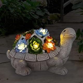 Warm glow for patio, porch, lawn and backyard; charming tortoise yard ornament and cute gift for Mom, Grandma or women.