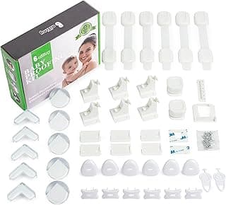Baby Proofing Kit 44 Pack– Child Proof Essentials Set with Magnetic Cabinet Locks, Corner Protectors, Outlet Covers & Adjustable Safety Straps - No Drill Baby Safety Products for Home