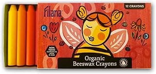 FILANA (12 Stick Crayons) Organic Beeswax Stick Crayons, Natural, Non Toxic, Safe for Children, Handmade in The US, No Paraffin or Petroleum Waxes, Rich Colors, Glide Easily