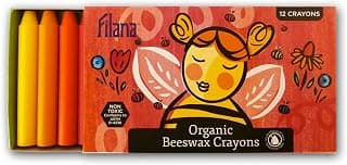FILANA (12 Stick Crayons) Organic Beeswax Stick Crayons, Natural, Non Toxic, Safe for Children, Handmade in The US, No Paraffin or Petroleum Waxes, Rich Colors, Glide Easily