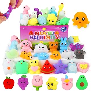 _SKIP_Mochi Squishy Toys, 27pcs Mini Kawaii Squishies Party Favors for Kids 4-8 8-12 Boys Girls Birthday Gifts Fidget Sensory Treasure Box Toys for Classroom Prizes Pinata Goodie Bags Xmas Stocking Stuffers