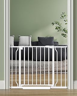 Baby Gate No Drilling, 29"-40" Auto Close Dog Gate Indoor for Doorways & Stairs, Pressure Mounted Adjustable Pet Gate, Easy Walk Through Child Gate for Children & Pets Stroller Friendly, White
