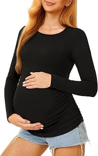 Maternity Shirts Long Sleeve Crew Neck Pregnancy Top for Women