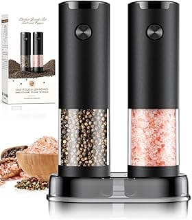 Electric Salt and Pepper Grinder Set Automatic Battery Pepper Mill Shakers Adjustable Coarseness Upgraded Larger Capacity with Led Home and Kitchen Appliances Birthday Gifts for Women Men