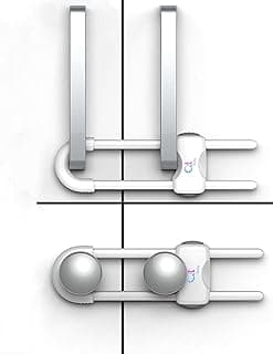 QT BABY Baby Proofing Cabinet Locks Adjustable U Shaped Baby Safety Latches for Drawers, Fridge, Closet Modern Baby Proofing Cabinet Lock with Extra Secure Lock Buttons (Pack of 6, White)