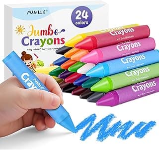 24 Colors Jumbo Crayons for Toddlers 1-3, Non-Toxic, Washable Crayon for Kids Ages 4-8, Easy to Hold and Unbreakable Big Toddler Crayons for Toddler Coloring.Best Gift for Holiday, Travel and Art