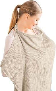 100% Cotton Nursing Apron, Lightweight & Breathable, Carseat Canopy, Breast Feeding Covers for Women (Summer Wheat)