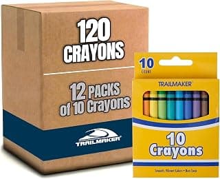Trail maker (12 Pack Bright Wax Coloring Crayons in Bulk, Wholesale Packaging - 10 Per Box, 120 Crayons total