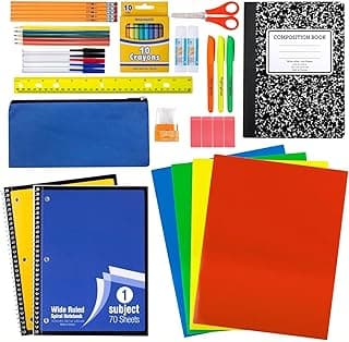 Trail maker School Supplies Kit 45 Piece School Supply Kit Grades K-12 – Back to School Essentials Includes Folders Notebooks Pencils Pens and Much More!