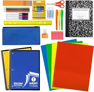 Trail maker School Supplies Kit 45 Piece School Supply Kit Grades K-12 – Back to School Essentials Includes Folders Notebooks Pencils Pens and Much More!