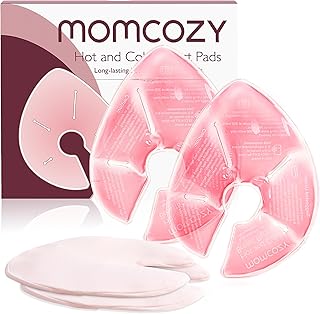 Momcozy Larger Breast Therapy Packs, Hot and Cold Breast Pads with 2 Soft Covers, Breastfeeding Essentials, Postpartum Recovery, 2 Pack, Pink