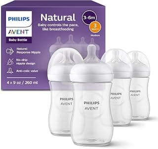 Breast + Bottle Feeding, Baby-Paced Milk Flow, Wide Breast-Shaped Nipple, Anti-Colic Valve, BPA-Free, Medium Flow Nipple