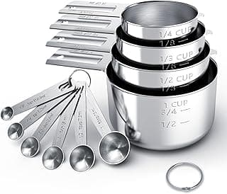 Stainless Steel Measuring Cups & Spoons Set, Cups and Spoons | Stainless Steel Nesting Measure Cups , Kitchen Gadgets for Cooking & Baking (10)
