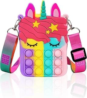 Civan Small Pop Purse,Unicorn Pop Purse for Girl Boy and Women Pop Bag with Unicorn Pop Toy,Shoulder Bag Fidget Toys Pop Fidget Backpack Toy for ADHD Anxiety School Backpack Silicone Bag Pop for Girls
