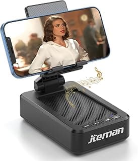 JTEMAN Cell Phone Stand with Bluetooth Speaker,Birthday Gifts for Men Women | Big Sound & Clear Audio,Cool Tech Gadget Wireless Speaker, Unique Ideal Gifts, Foldable Adjustable Phone Stand for Desk