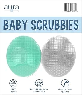 Cradle Cap Brush for Baby, 2 Pack, 2" x 2.5", Grey and Teal