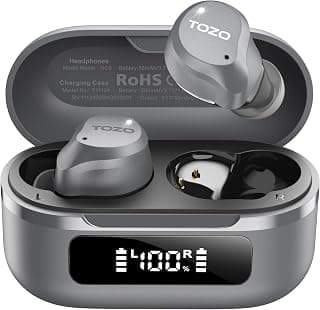 6 Mic ENC Clear Calls, Deep Bass Sound, IPX8, in Ear Bluetooth 5.3 Headphones,32 EQs via APP, Comfort Fit Ear Buds, Gray