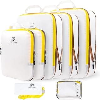 Lightweight Compression Packing Cubes for Suitcases, Compressible Expandable Travel Packing Organizer with Clear Toiletries and Backpack Bag, Travel Essentials for Carry on Luggage 7 Set