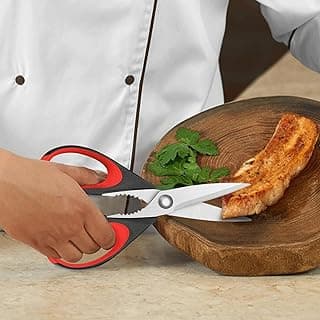 All Purpose Kitchen Shears with Protective Sheath for Everyday use, Dishwasher Safe Stainless Steel Scissors with Comfort Grip, 8.72-Inch, Black