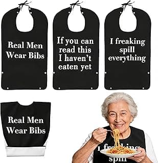 3Pcs Adult Bibs For Men Women Washable Reusable Waterproof Large Bibs For Adult Clothing Protector With Crumb Catcher