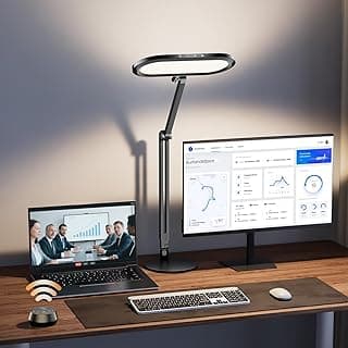 Eye-Caring Diffused Light for Home Office, Video Conferencing, Zoom, Reading, Study, Craft, Stepless Dimming & Color, Memory