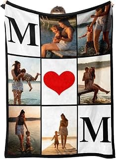 Custom Mothers Day Blanket for Mom Personalized Blankets with Photos Pictures Text, Customized Mother's Day Birthday Best Gifts for Mom Grandma Wife