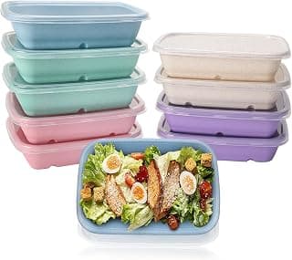 Wheat Straw Bento Lunch Box Container, Stackable Tupperware To Go Food Containers,BPA Free, Microwave Freezer Dishwasher Safe