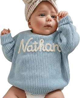 Personalized Baby Sweater with Name Custom Sweater for Newborn Boy Girl Hand-Embroidered Gift for Baby Shower Birthday Xmas