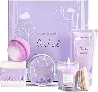 Best Amazon Buy Under: Spa Gifts for Women, Body & Earth 5 Pcs Gifts for Women Orchid Gift Sets, Bath and Body Womens Bath Gifts, Mothers Day Gift