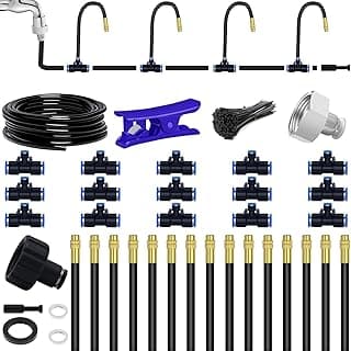 Is It Worth Buying: 49.21Ft Drip Irrigation System, 360° Bendable Drip Irrigation Kit Automatic Irrigation System for Garden, Adjustable Garden Watering Misting System for Greenhouse, Yard, Lawn, Plant